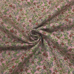 Фланель плательная, 145 см, мелкие цветочки, розовый фон, №61-3