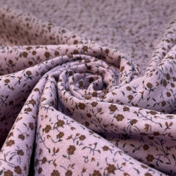 Фланель плательная, 145 см, мелкие коричневые цветы, серия 1, пыльно-фиолетовый фон
