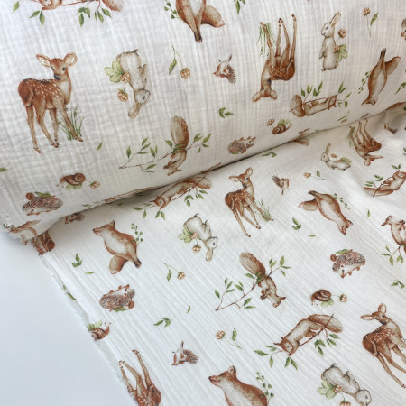 Муслин жатка, 135 см, олени, белки, ежики